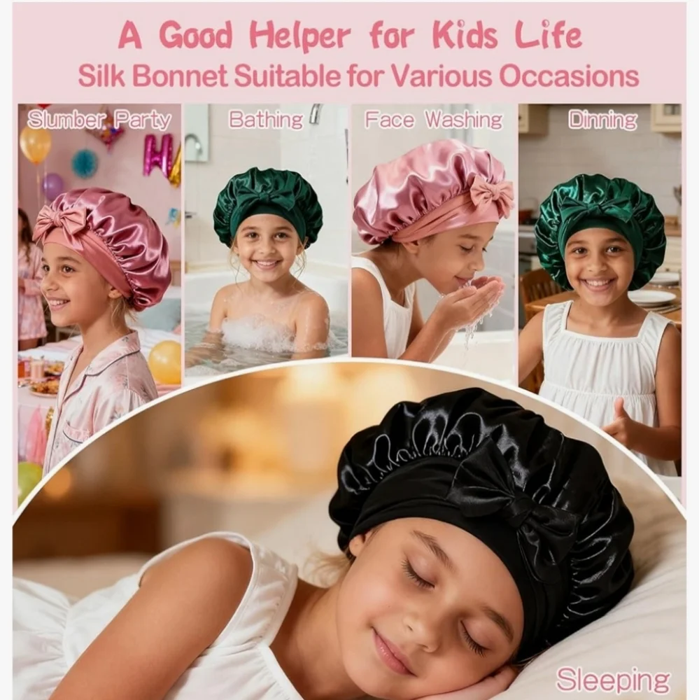 Green and Black Satin Kid's Bonnet
